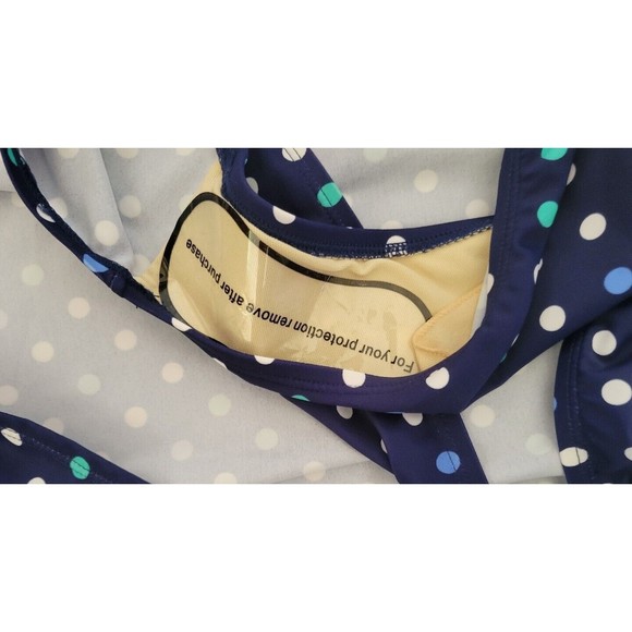 Denim & Co. Beach Ruffle Neck Skirted Swim Dress Suit Blue Dots NWOT Sz 12 - Picture 7 of 10